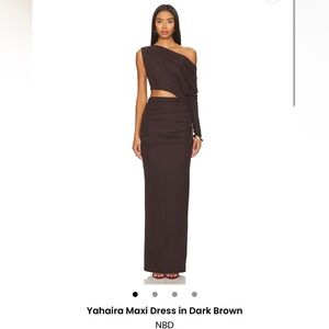 NBD One-Shoulder Maxi Dress - Dark Brown